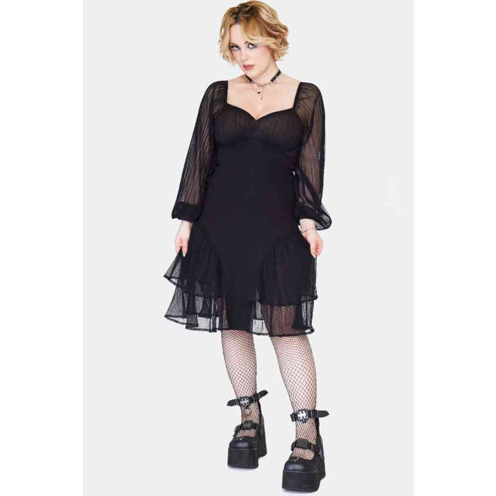 Jawbreaker - Gothic Witch Lace Up Robe courte - Noir